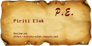 Piriti Elek névjegykártya